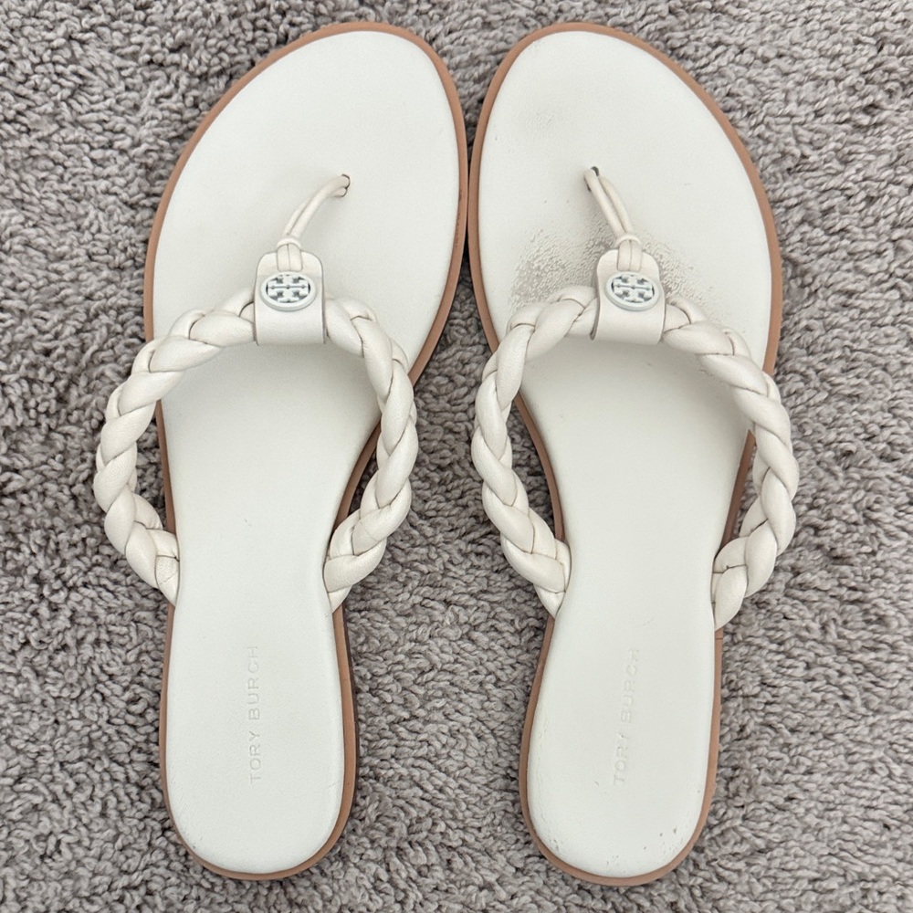 Tory Burch Cream Braided Sandals